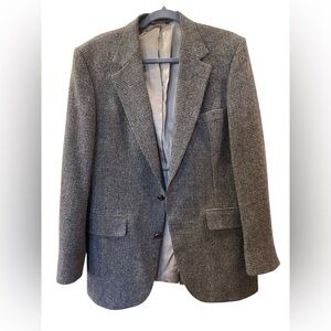 Vtg Allyn St. George Gray Fleck Tweed Wool Mens Blazer Sport Jacket Coat 38L